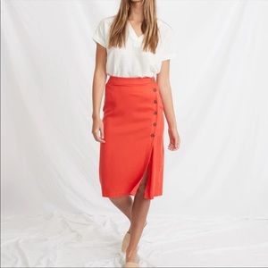 MARINE LAYER NWOT Knee Length Red Button Down Cecille Pencil Skirt